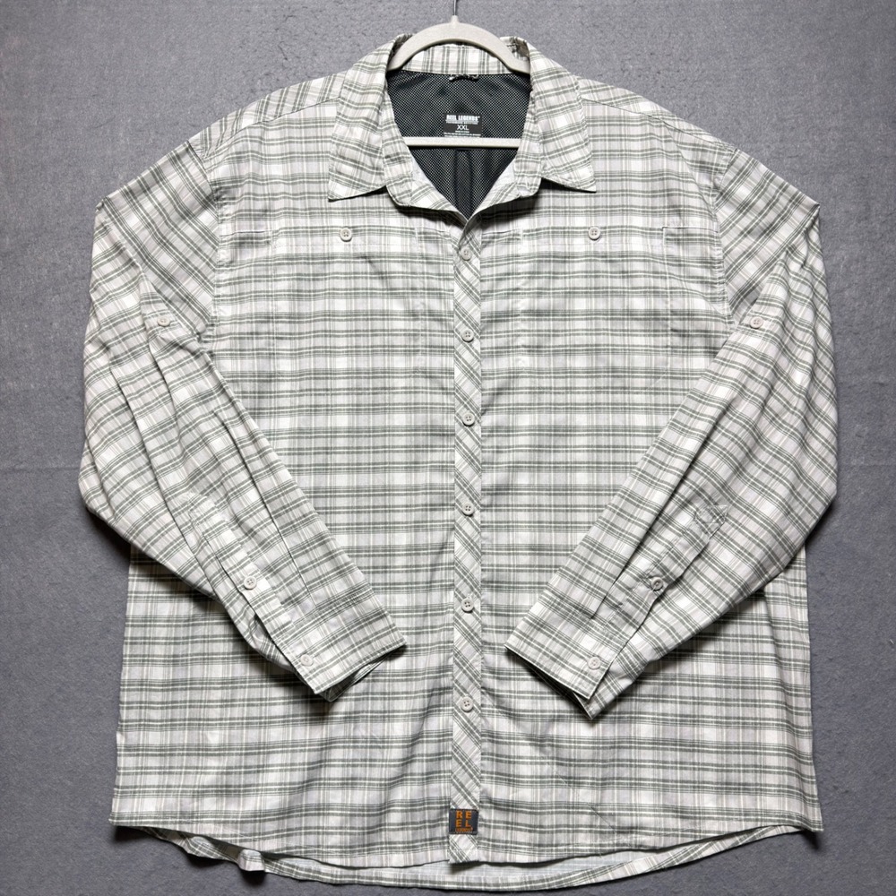 Reel Legends‎ Mens XXL Green Plaid Vented Performance Fishing Shirt Long Sleeve